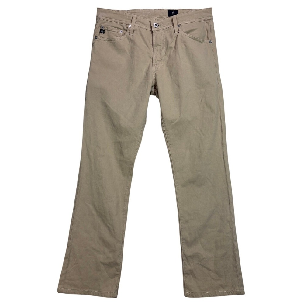 AG Adriano Goldschmied Mens Slim Straight Khaki Tan Pants Chinos 32x29 EUC